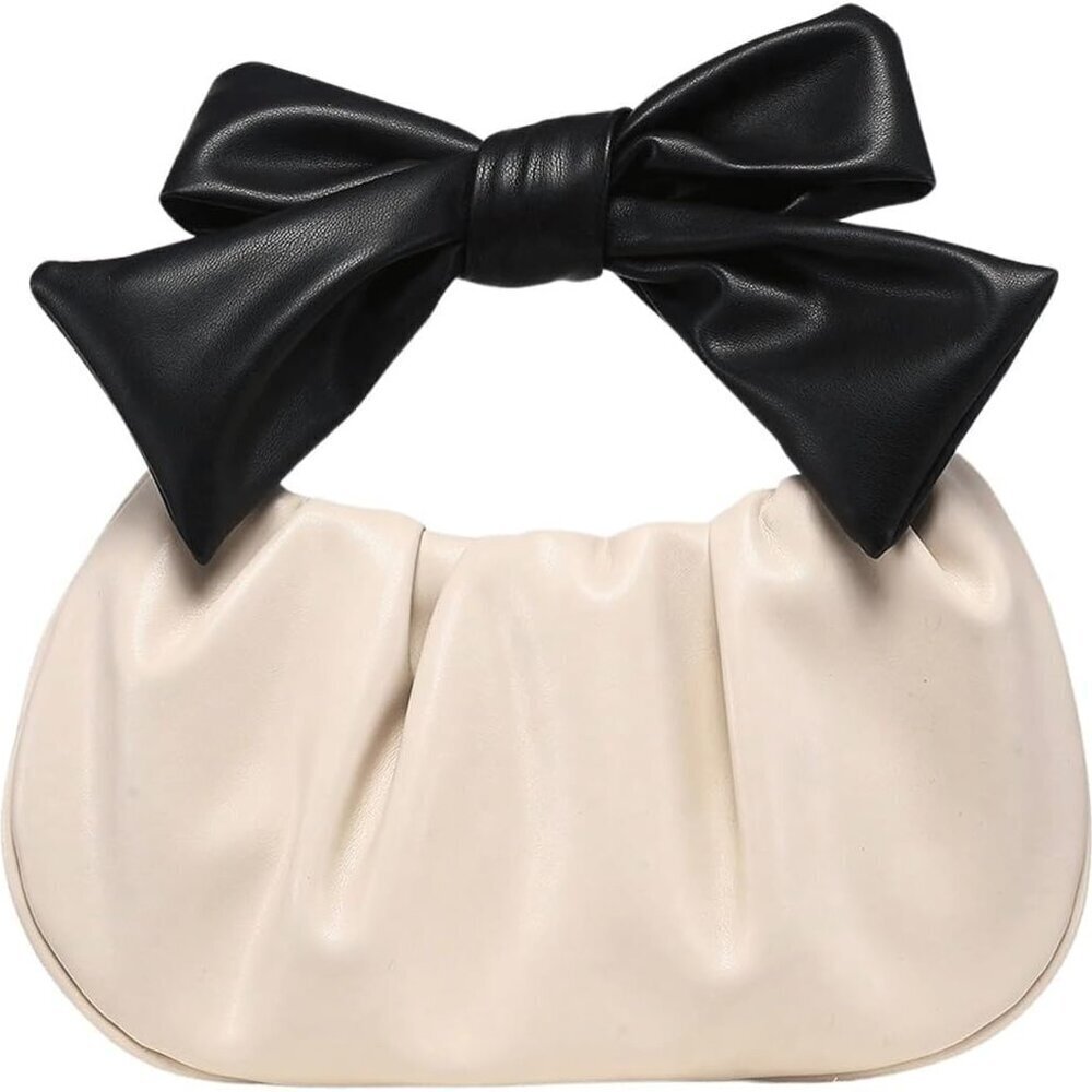 Women's PU Leather Hobo Purse Small Bow Clutch Casual Handbag